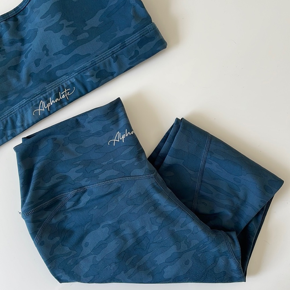 Alphalete Surface Power Legging Delta Blue Camo Large